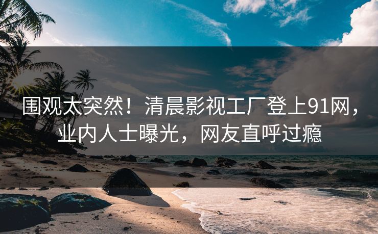 围观太突然！清晨影视工厂登上91网，业内人士曝光，网友直呼过瘾
