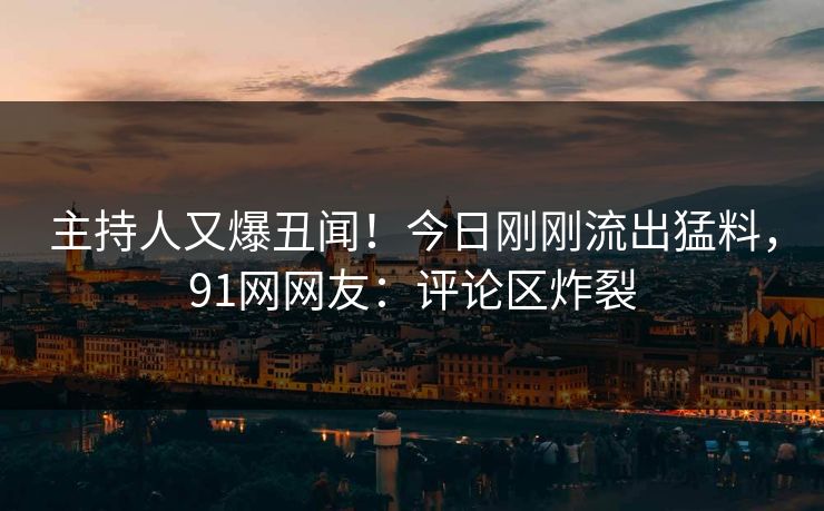 主持人又爆丑闻！今日刚刚流出猛料，91网网友：评论区炸裂