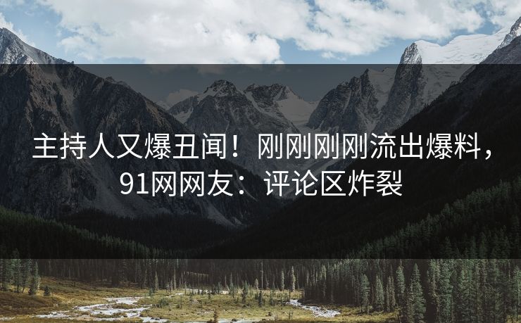 主持人又爆丑闻！刚刚刚刚流出爆料，91网网友：评论区炸裂