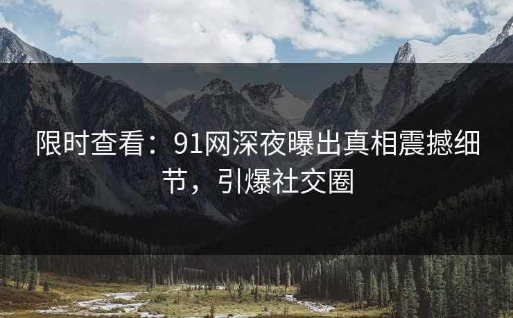 限时查看：91网深夜曝出真相震撼细节，引爆社交圈