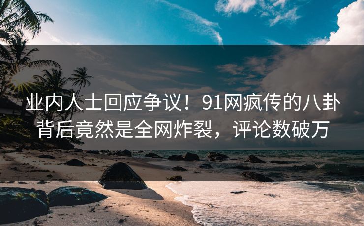 业内人士回应争议！91网疯传的八卦背后竟然是全网炸裂，评论数破万